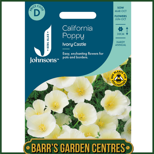 Johnsons - California Poppy Ivory Castle - 300 Seeds