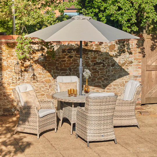 Florence 4 Seat Dinning Set with  2.5m Deluxe Crank and Tilt Parasol  (Flrc-Set 2)