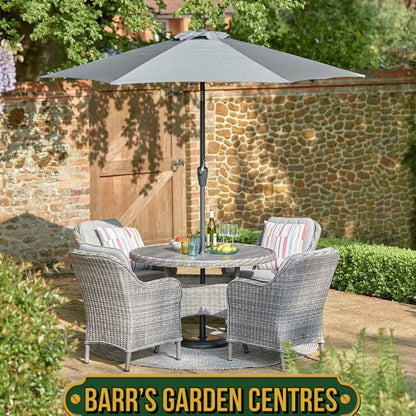 St Tropez Stone 4 Seat Dining Set with 2.5m Parasol Set 2