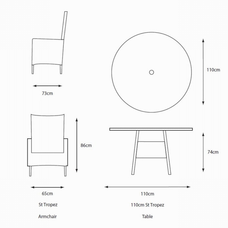 St Tropez Stone 4 Seat Dining Set with 2.5m Parasol Set 2