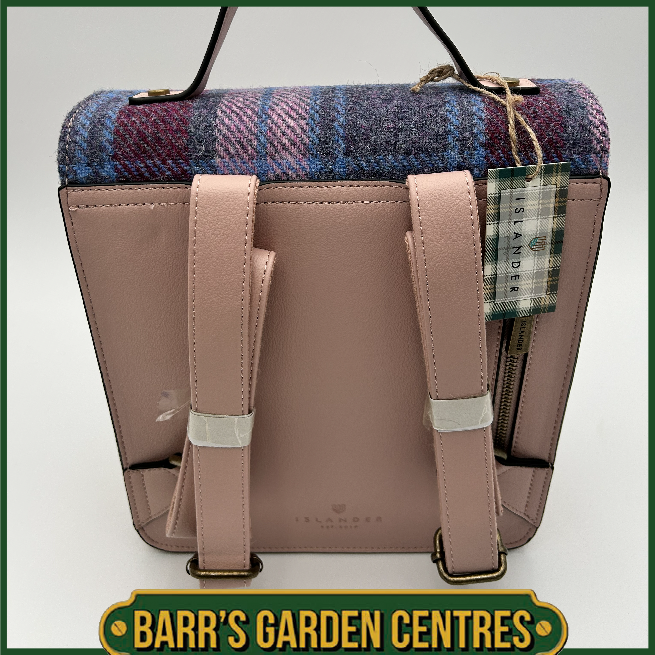 Islander Calton Backpack with Harris Tweed Pink & Blue Tartan