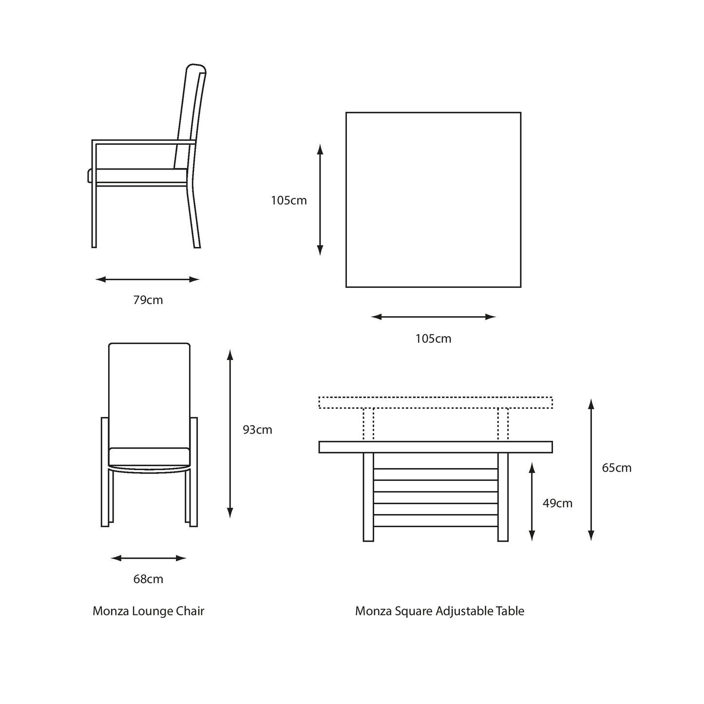 Monza Relaxer Set with Adjustable Table