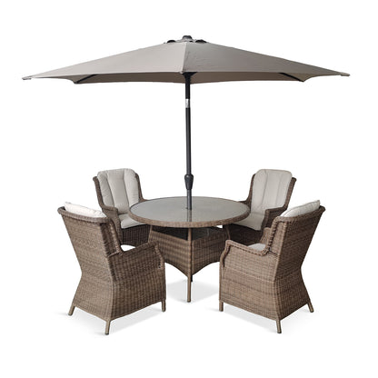 Montpellier 4 Seater Dining Set with 2.5m Parsol