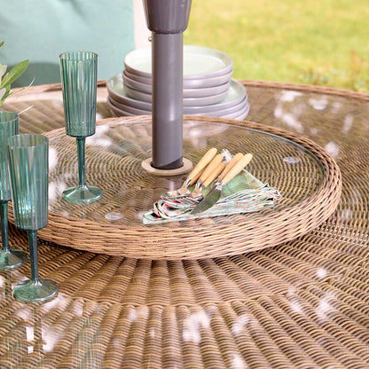 Montpellier 6 Seater Dining Set with 3m Parsol & Lazy Susan