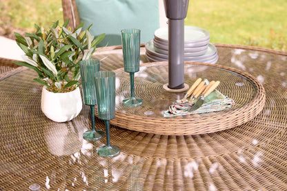 Montpellier 6 Seater Dining Set with 3m Parsol & Lazy Susan