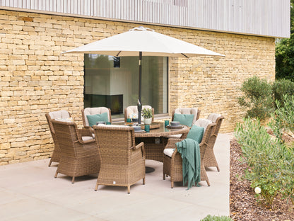 Montpellier 6 Seater Dining Set with 3m Parsol & Lazy Susan