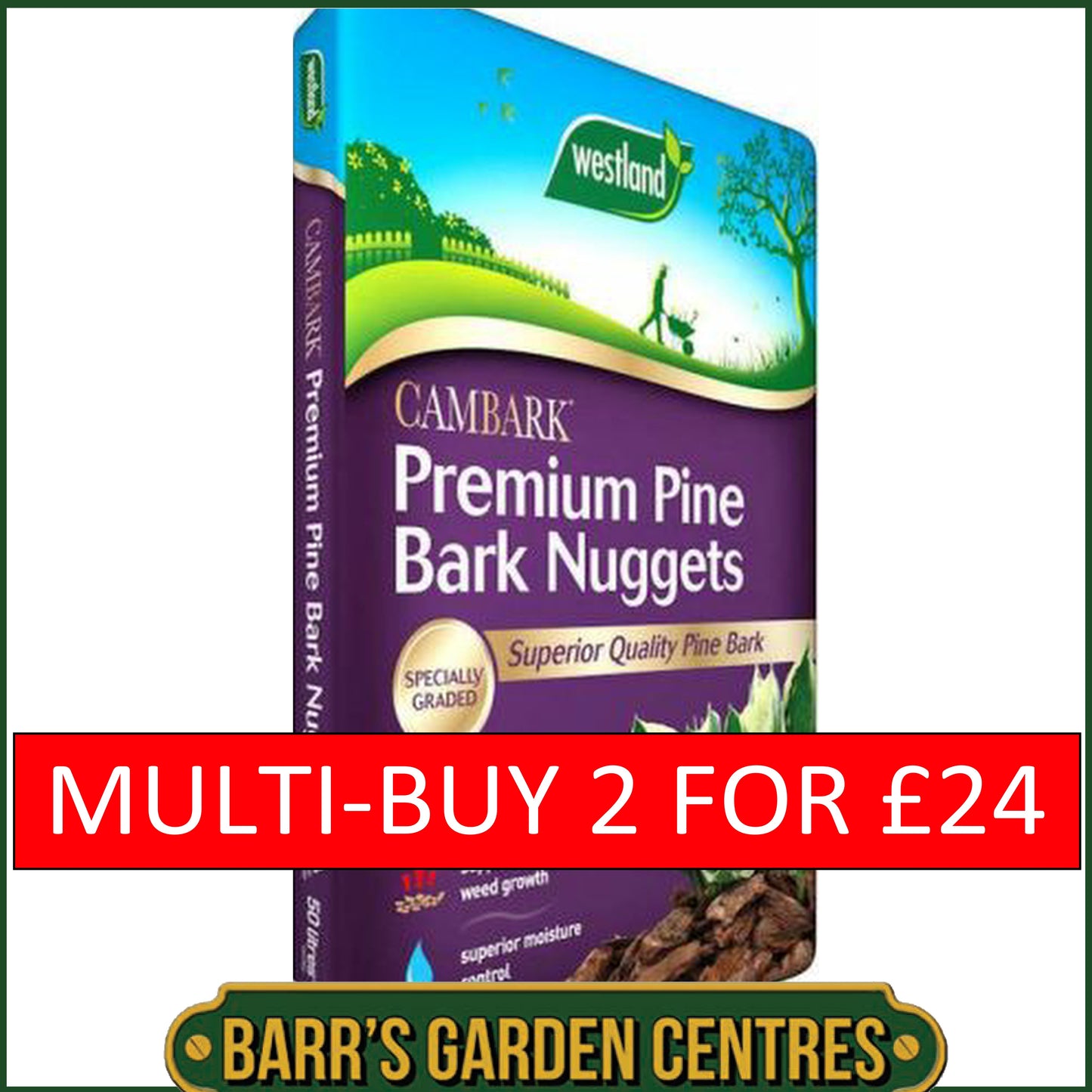 Westland Cambark Premium Pine Bark Nuggets 50 Litre