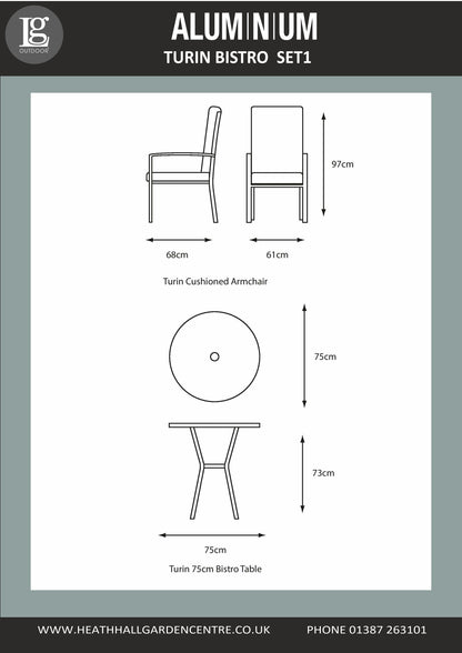 Turin Aluminium Bistro Set