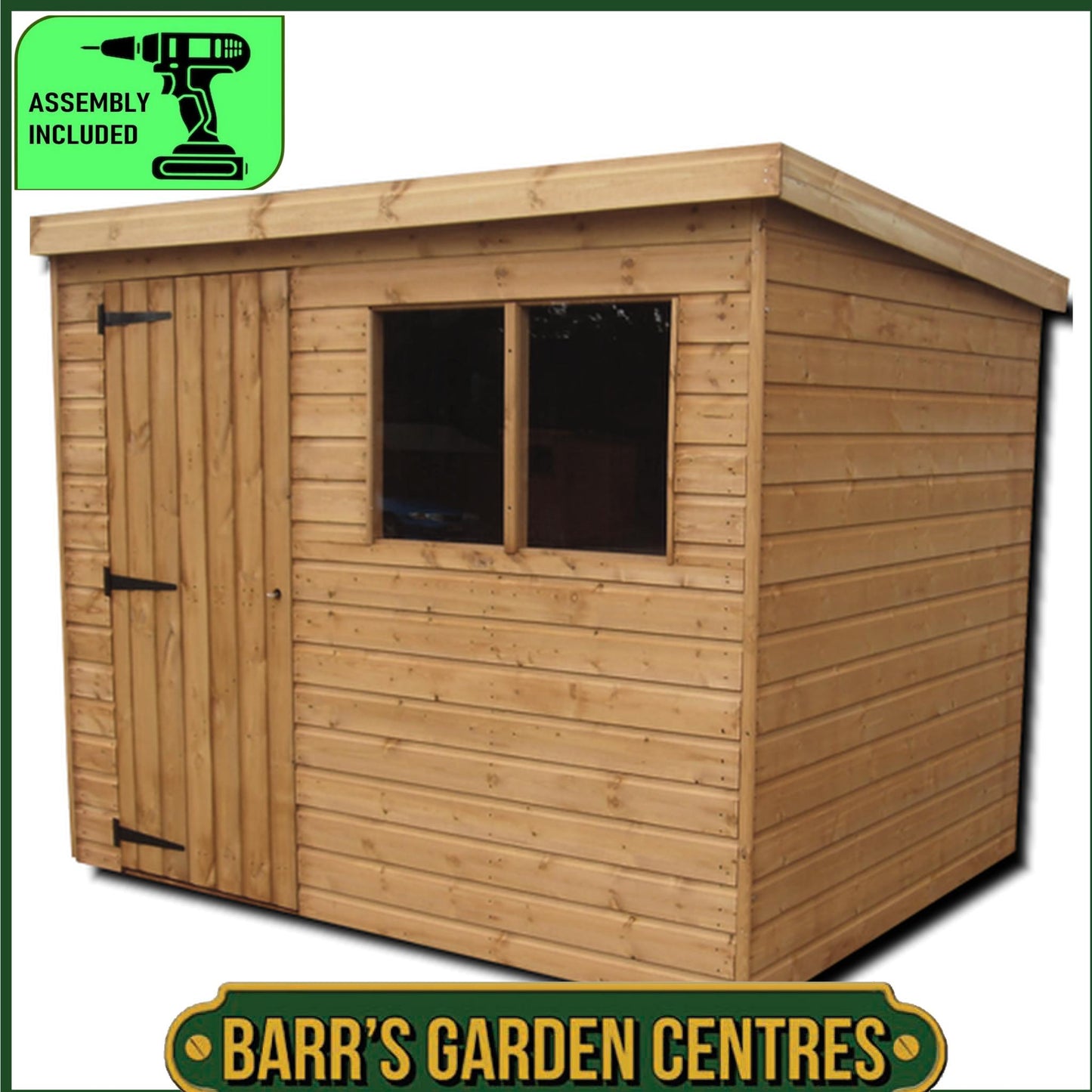 Standard Pent Shed 18mm Cladding - Delivered & Professionally Assembled (Includes Bearers)