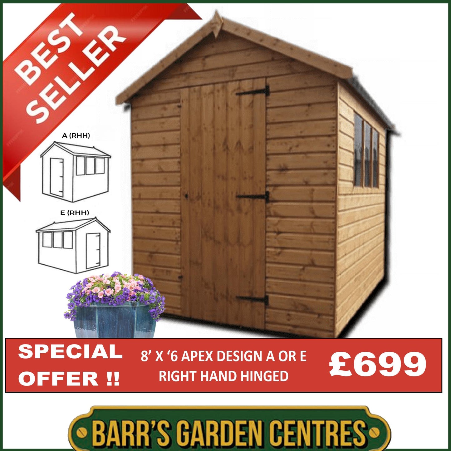 Standard Apex Shed 12mm Cladding - Delivered Flat Packed