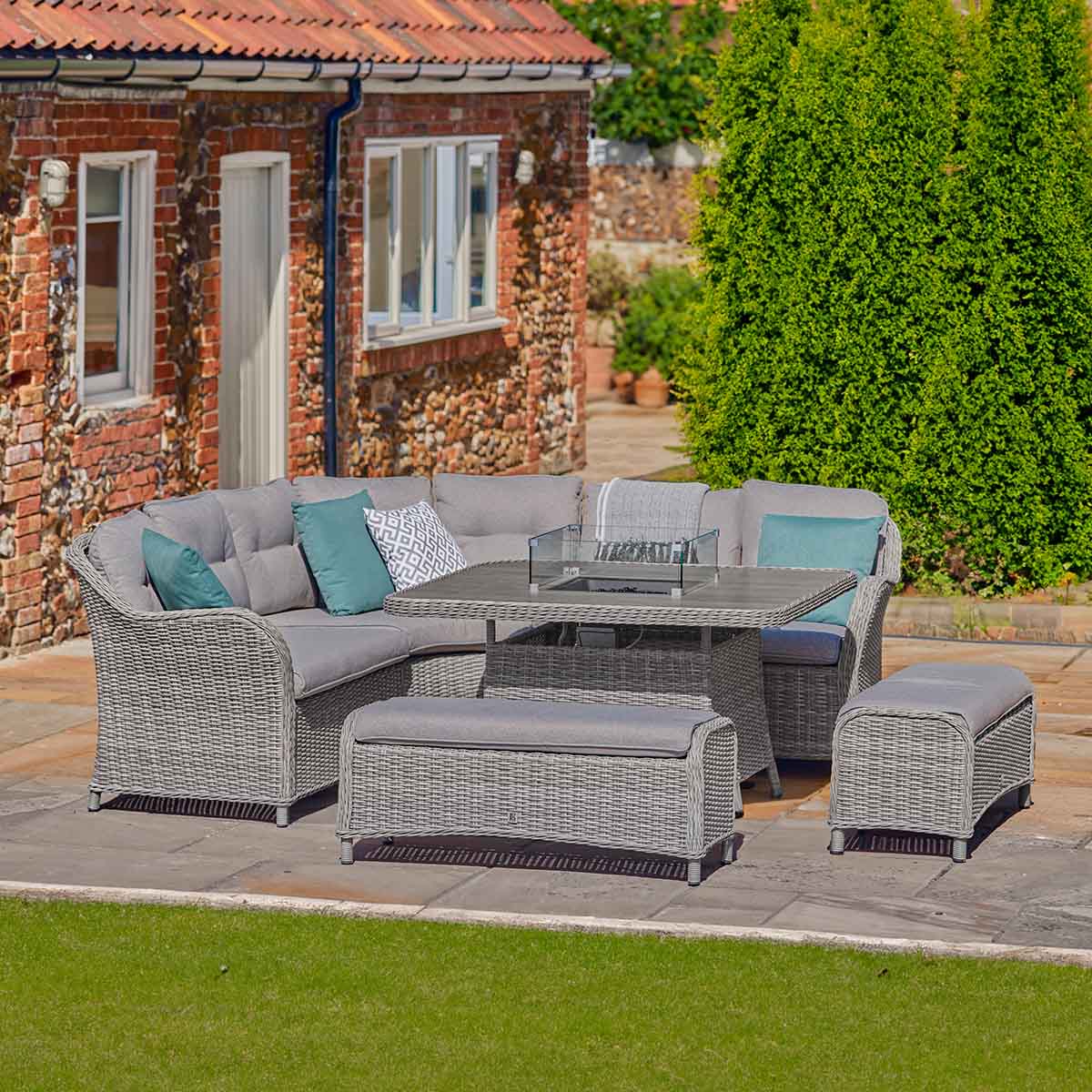 St Tropez Stone Modular Dining Set With Adjustable Table Set13