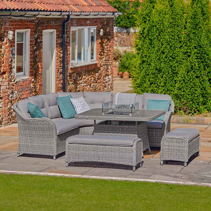 St Tropez Stone Modular Dining Set With Adjustable Table Set13