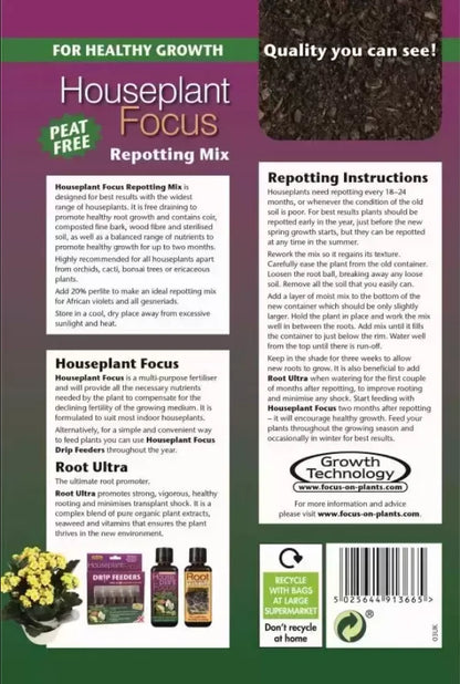 Growth Technology Houseplant Focus Peat-Free Repotting Mix (3ltr - 8ltr - 25ltr)