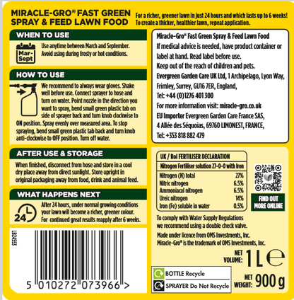 Miracle-Gro® Fast Green Lawn Food Spray & Feed 1 litre
