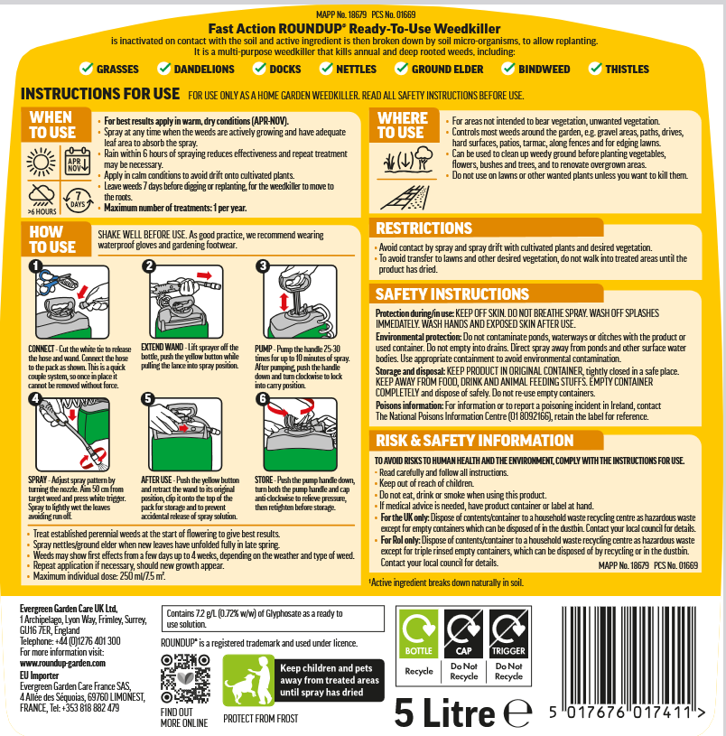 Roundup® Fast Action Ready to Use Weedkiller Pump ‘n Go 5 litres