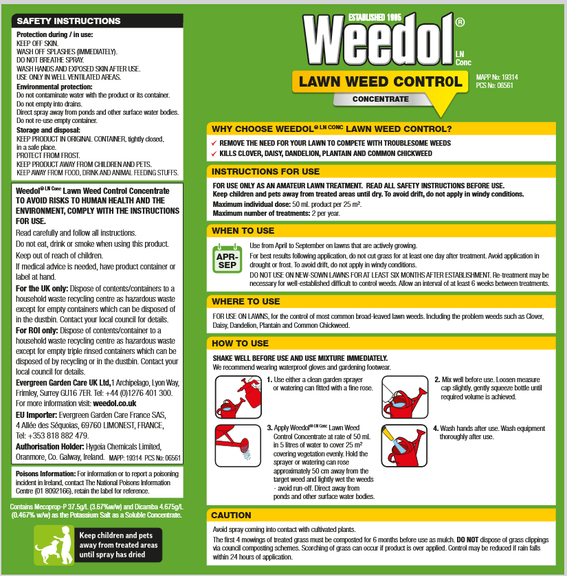 Weedol® LN Lawn Weed Control (Concentrate) 500ml - 1litre