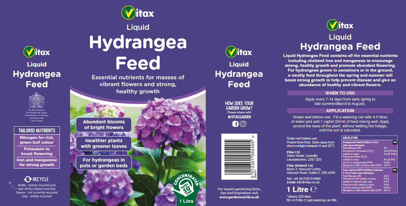 Vitax Hydrangea Feed Liquid 1Litre