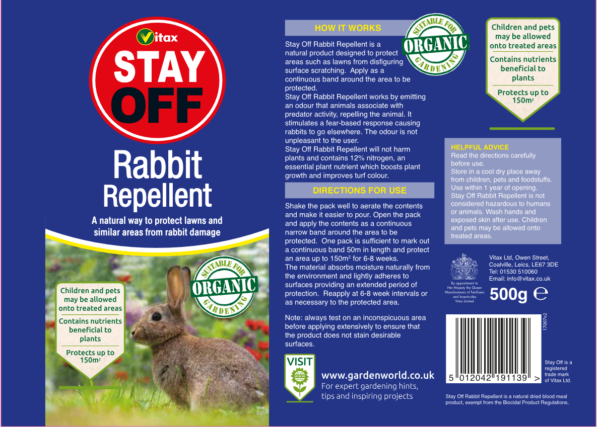 Vitax Stay Off Rabbit Repllent 500g