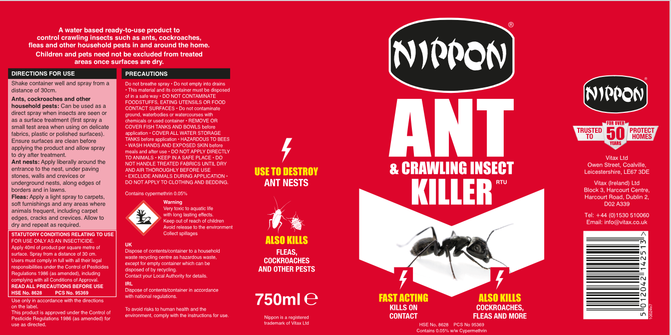 Vitax Nippon Ant and Crawling Insect Killer RTU 750ml