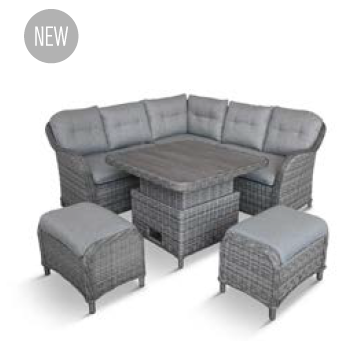 St Tropez Stone Compact Dining Set With Adjustable Table Set 9