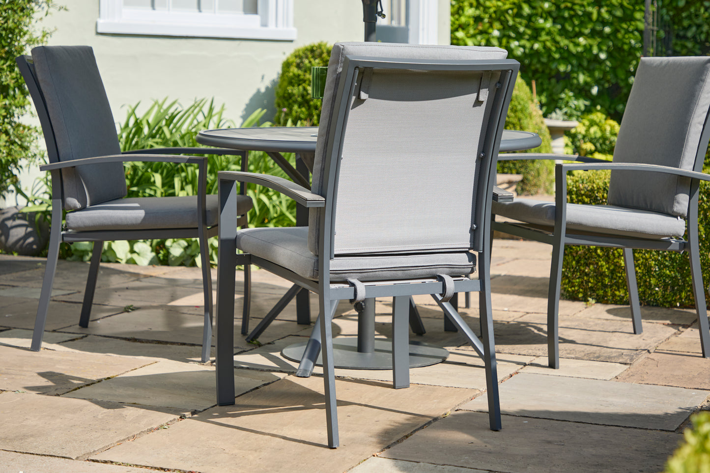 Turin Aluminium 6 Seater Dining Set with Lazy Susan