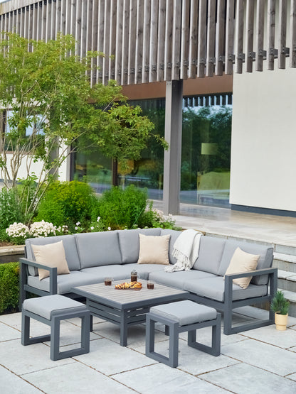 Turin Aluminium Compact Modular Dining set with adj. Table