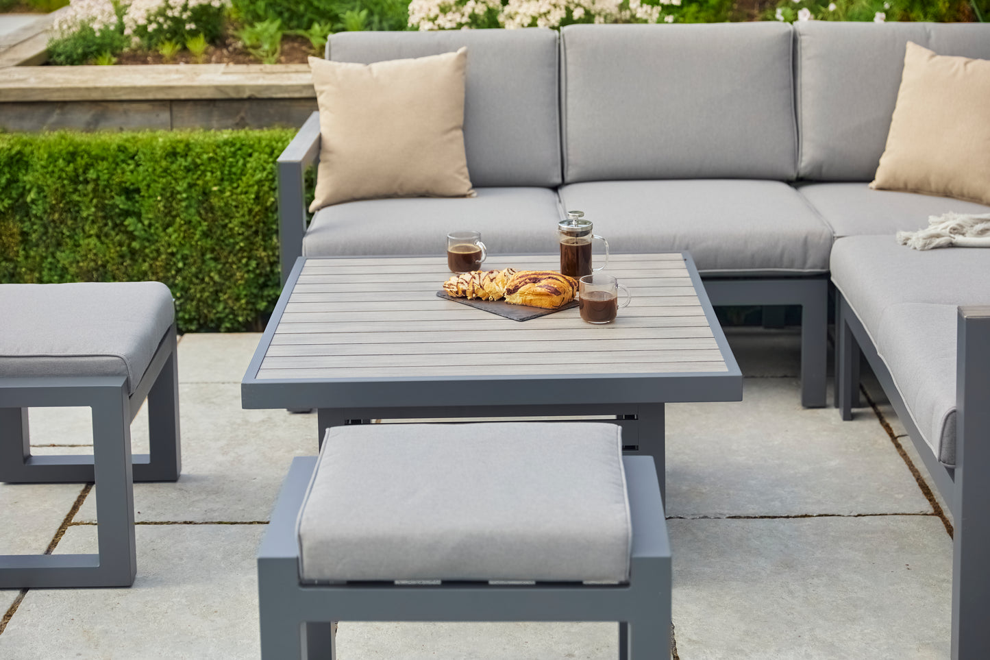 Turin Aluminium Compact Modular Dining set with adj. Table