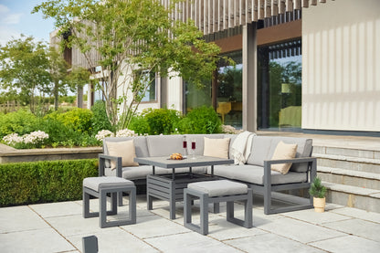 Turin Aluminium Compact Modular Dining set with adj. Table