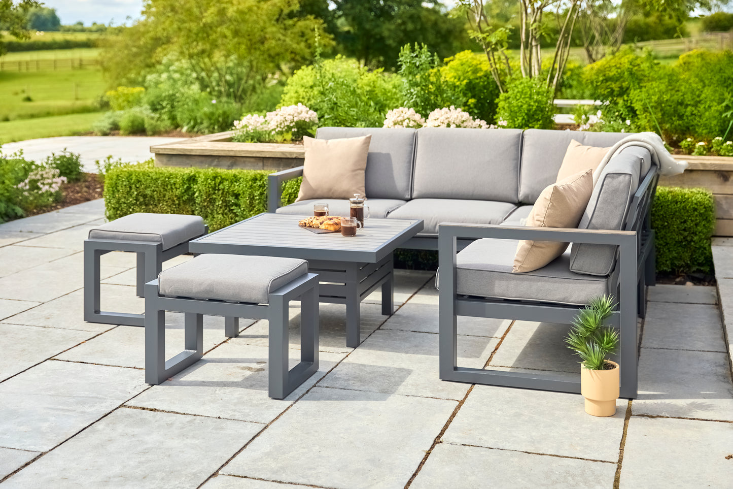 Turin Aluminium Compact Modular Dining set with adj. Table