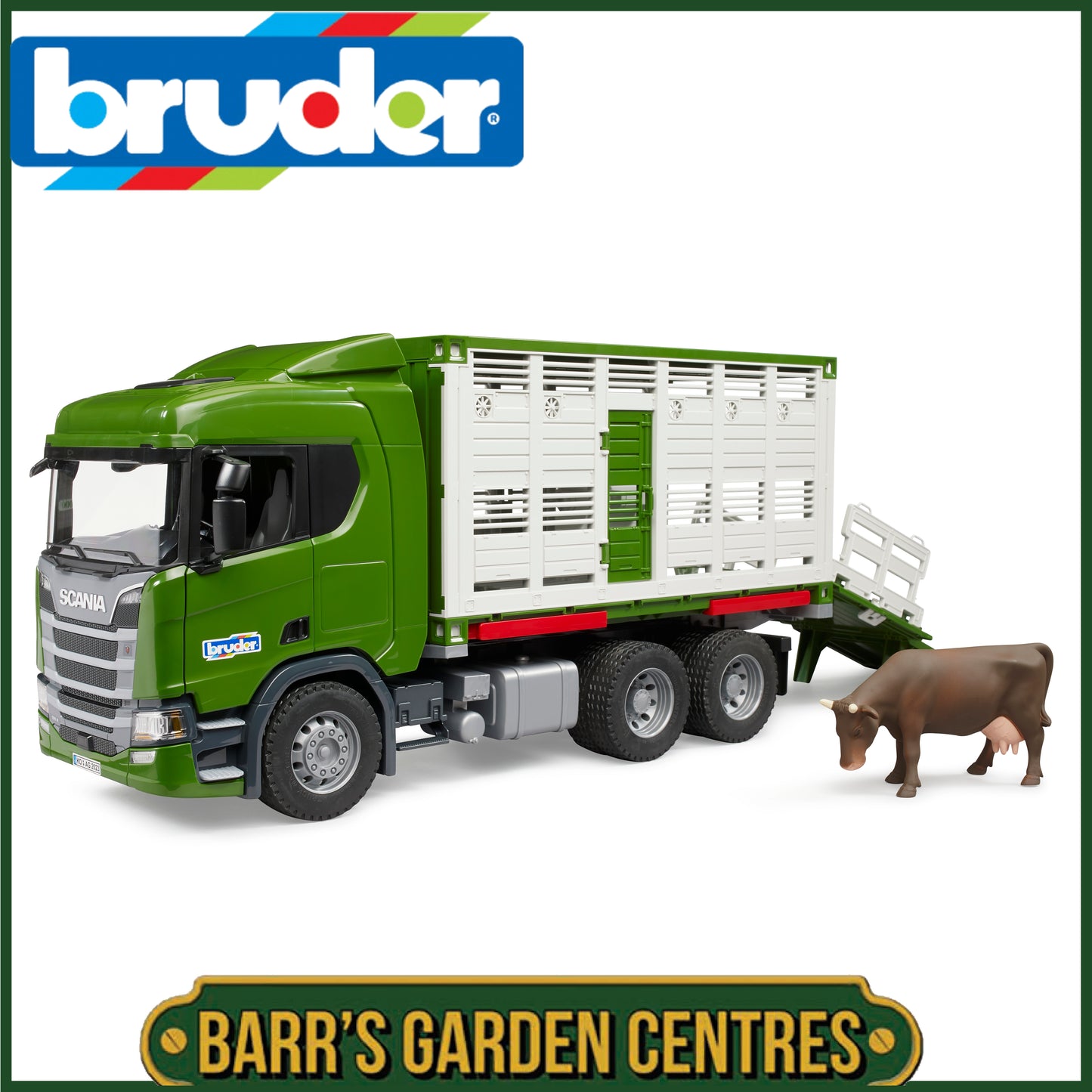 BRUDER Scania Super 560R Cattle transportation truck with 1 cattle