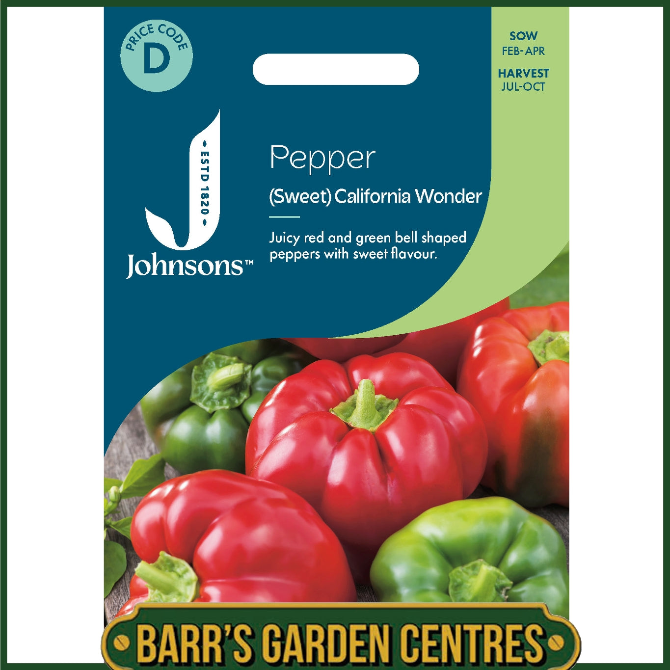Johnsons - Pepper (sweet) California Wonder - 150 Seeds