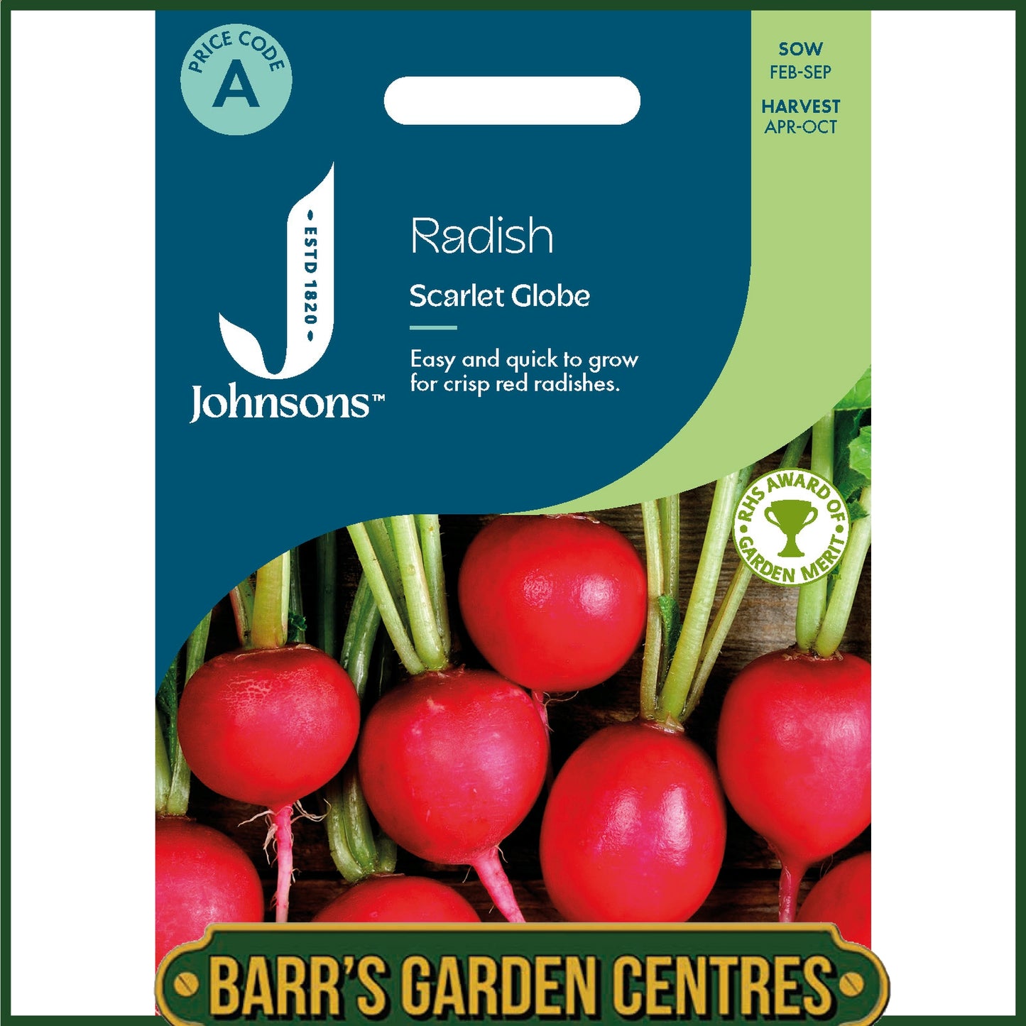 Johnsons - Radish Scarlet Globe - 1000 Seeds