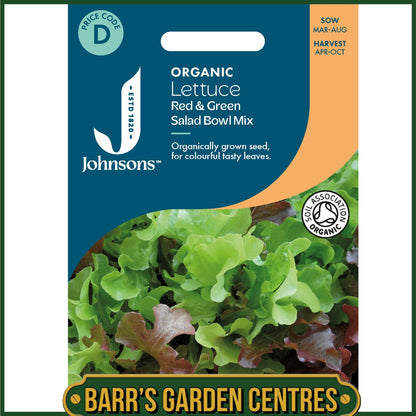 Johnsons - Organic Vegetable - Lettuce Red & Green Salad Bowl Mix - 750 Seeds