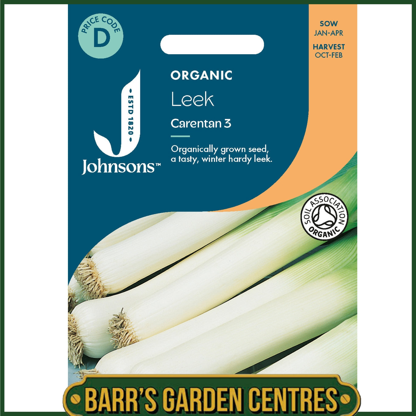 Johnsons - Organic Vegetable - Leek Carentan 3 - 400 Seeds