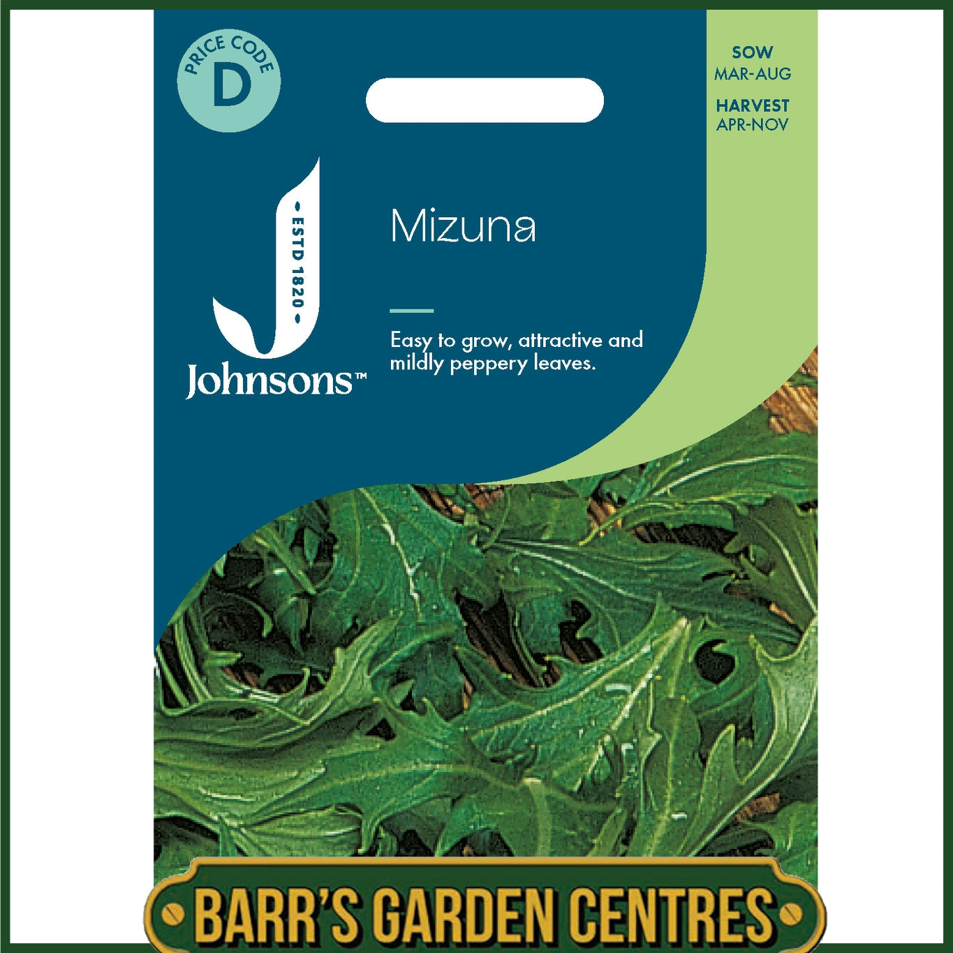 Johnsons - Mizuna - 750 Seeds