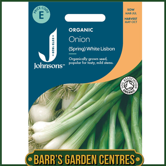 Johnsons -  Organic Vegetable - Onion (spring) White Lisbon - 500 Seeds