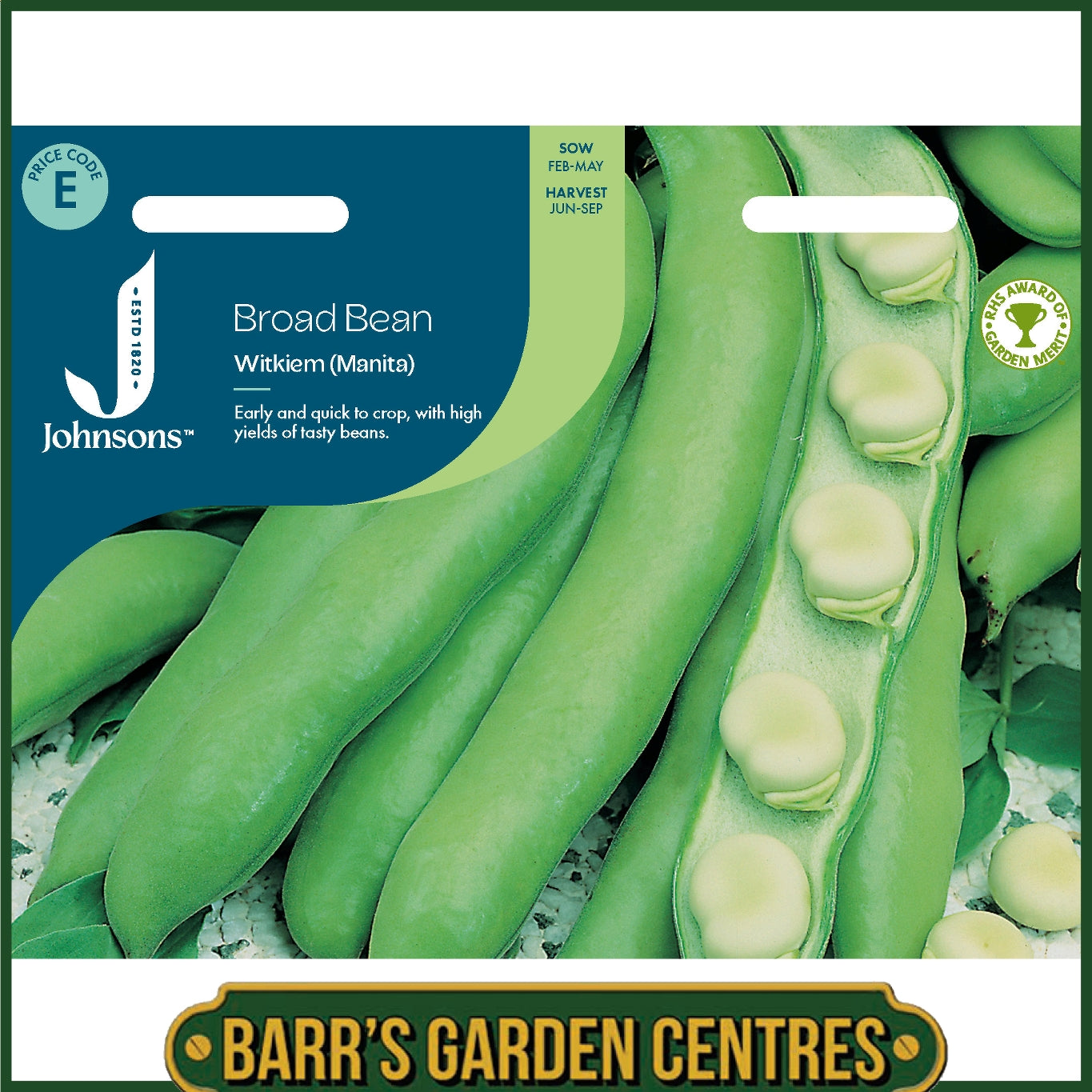 Johnsons - Broad Bean Witkiem (manita) - 45 Seeds