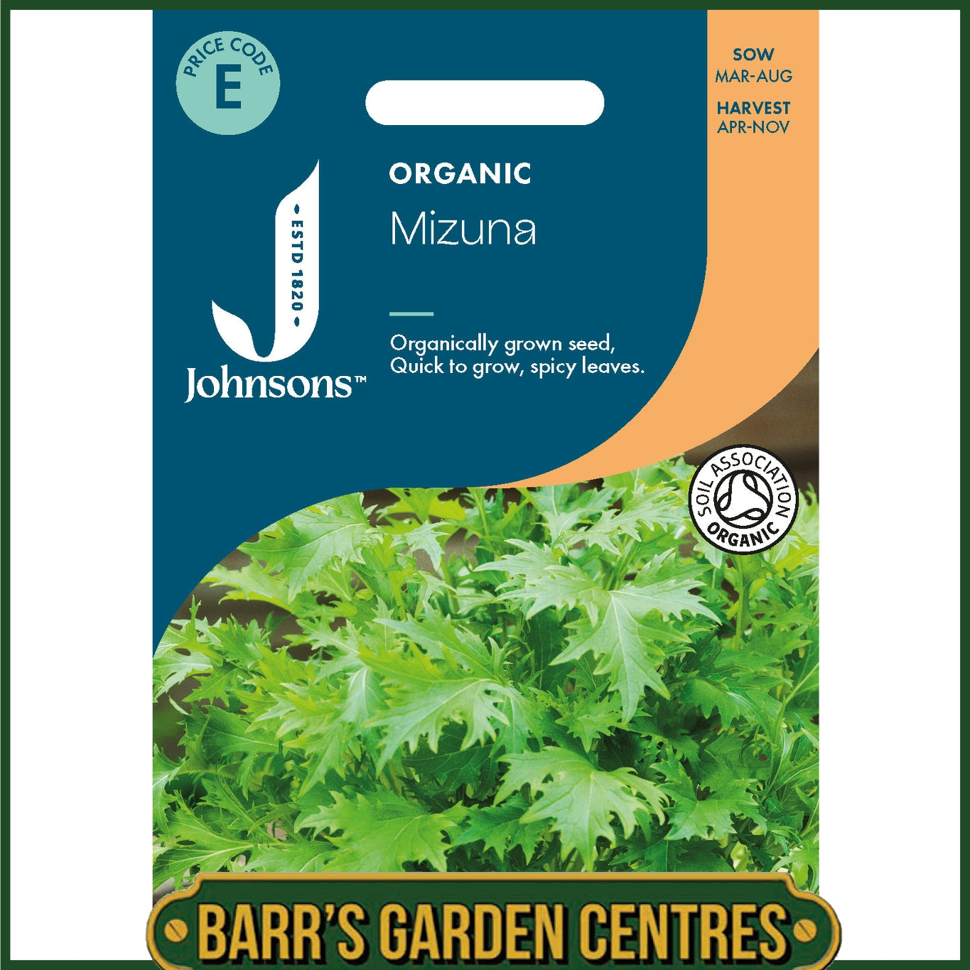 Johnsons -  Organic Vegetable - Mizuna - 350 Seeds