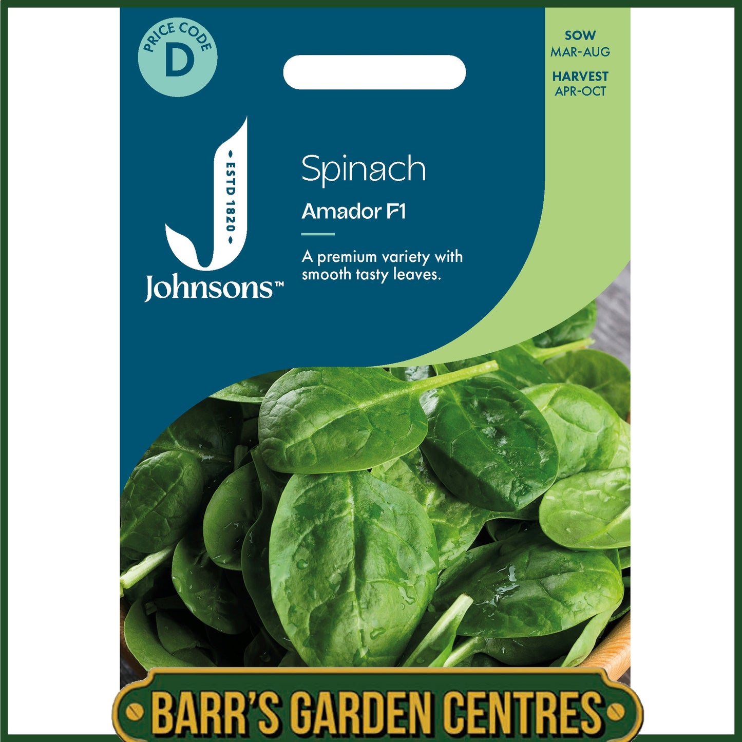 Johnsons - Spinach Amador F1 - 300 Seeds