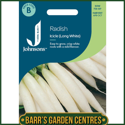 Johnsons - Radish Icicle (long White) - 500 Seeds
