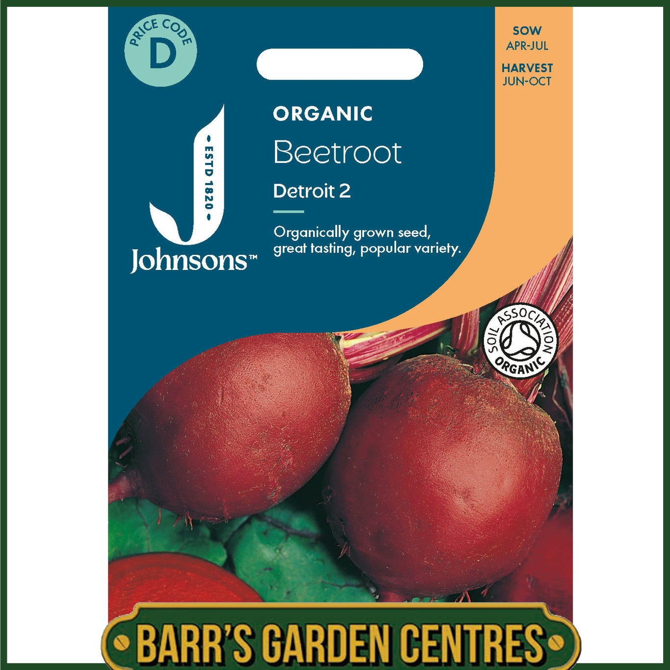Johnsons - Organic Vegetable - Beetroot Detroit 2 - 275 Seeds