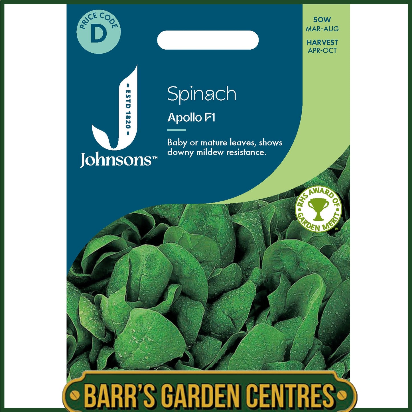 Johnsons - Spinach Apollo F1 - 250 Seeds