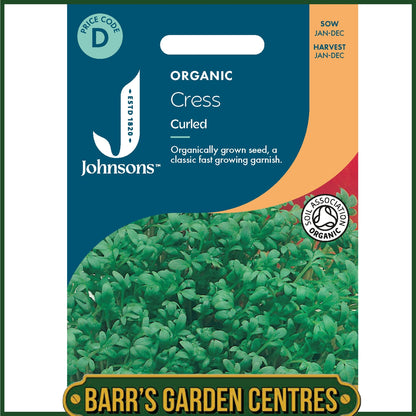 Johnsons - Organic Vegetable - Cress Curled - 2500 Seeds