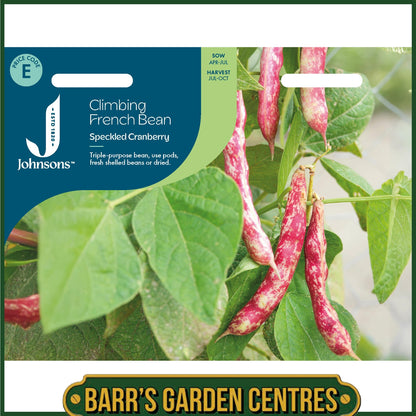 Johnsons - Climbing French Bean Speckled Cranberry - 50 Seeds