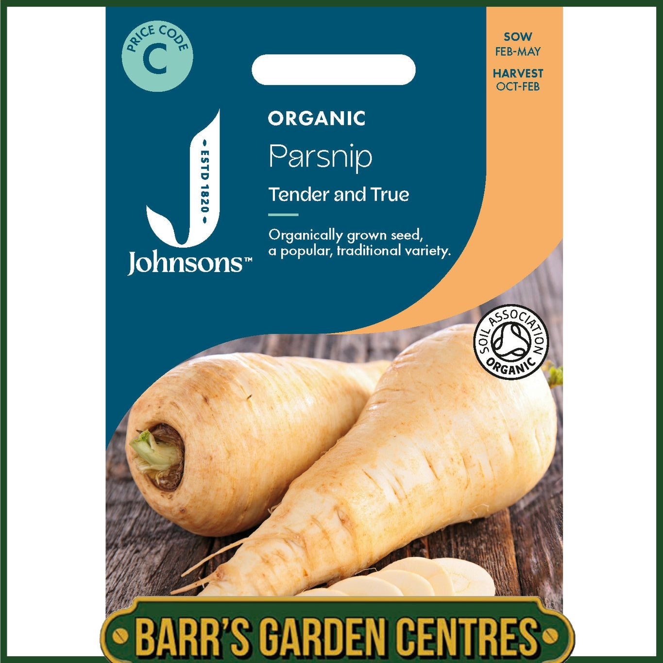 Johnsons - Organic Vegetable - Parsnip Tender & True - 350 Seeds