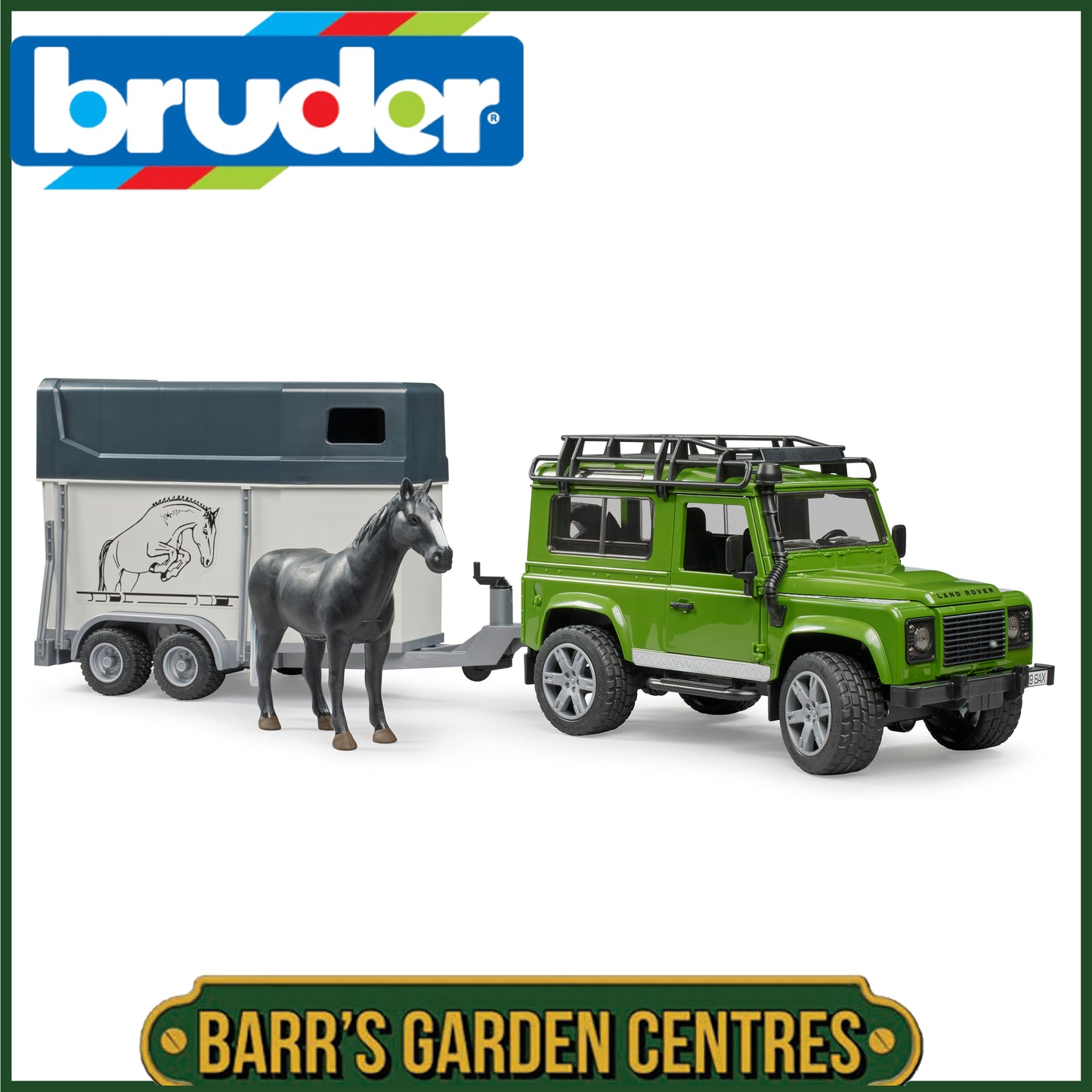 BRUDER Land Rover Defender With Horse Trailer