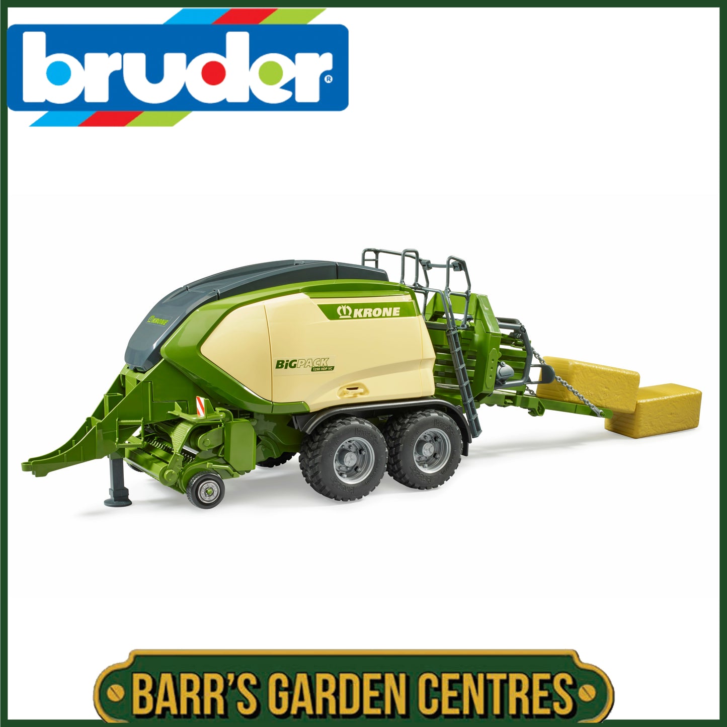 BRUDER Krone BiG Pack 1290HDP VC with 2 block hay bales