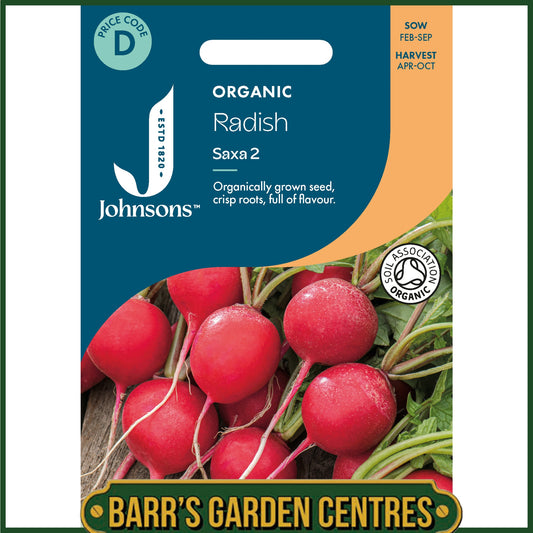 Johnsons - Organic Vegetable - Radish Saxa 2 - 500 Seeds