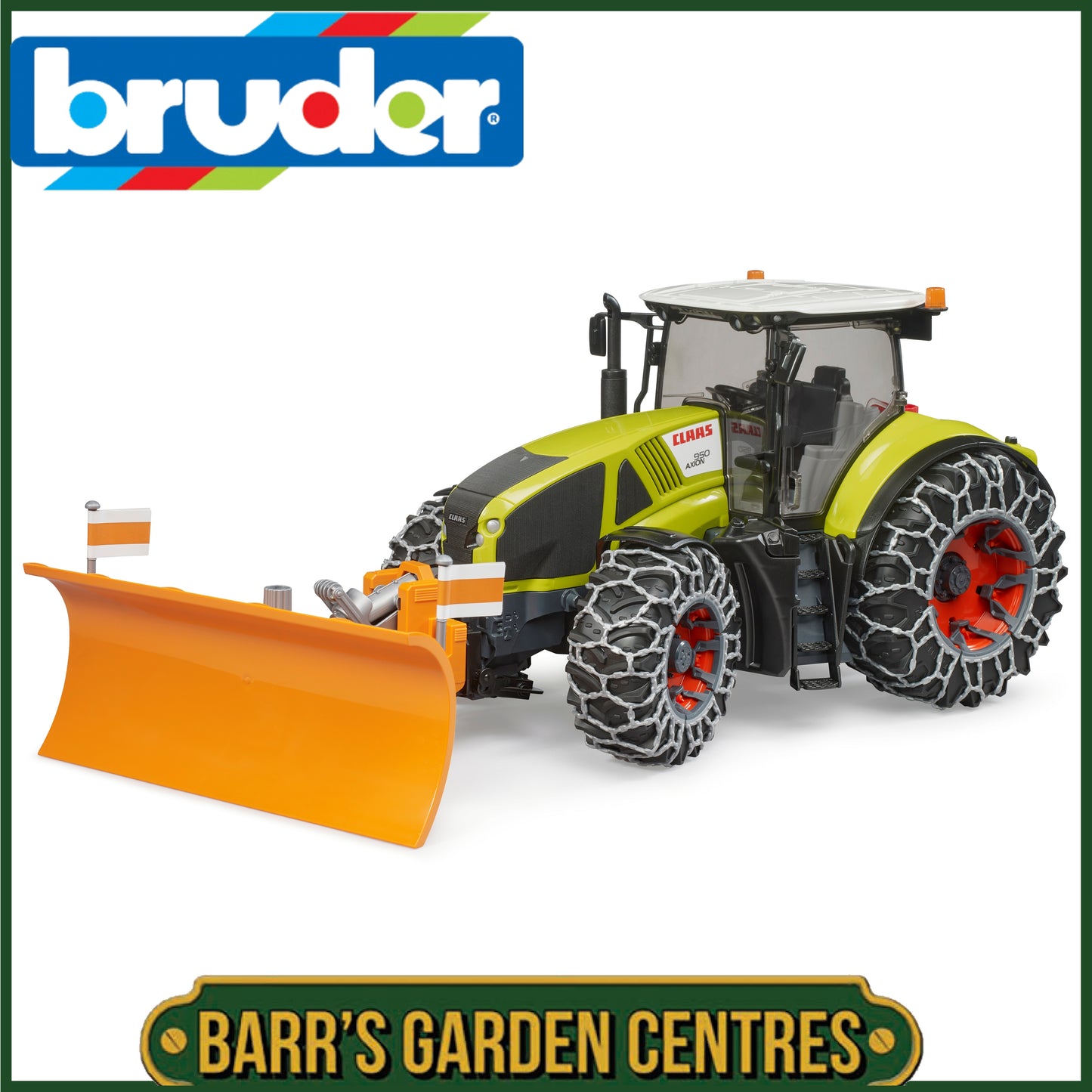 BRUDER Claas Axion 950 with Snow Chains and Plough Blade