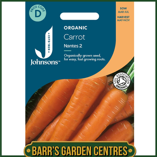 Johnsons - Organic Vegetable - Carrot Nantes 2 - 1500 Seeds